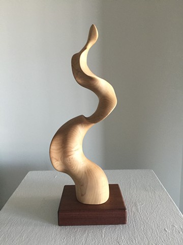 Contemporary maple abstract carved sculpture