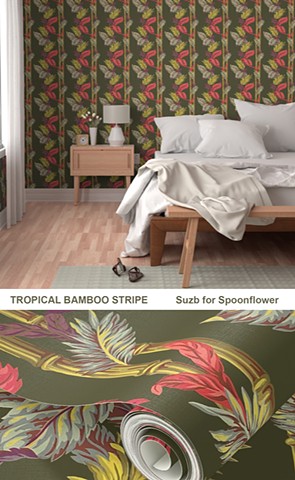 Tropical Bamboo Wallpaper for Spoonflower