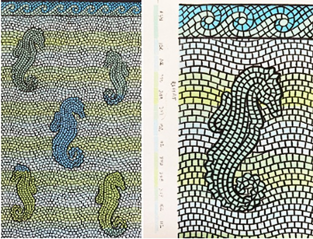 Seahorse Mosaic jacquard towel- TEKA