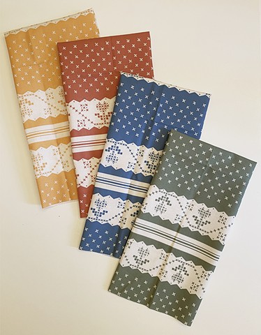 Cross stitch stripe napkins/ teatowels