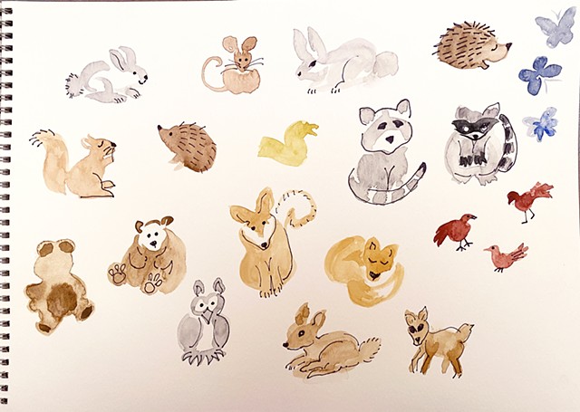 Woodland Creatures- original watercolor art