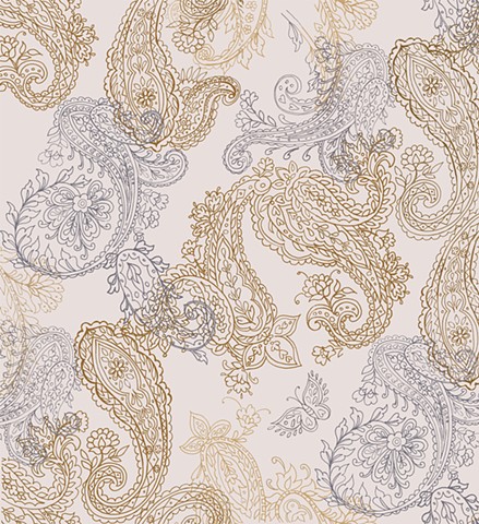 Gold and Silver paisley