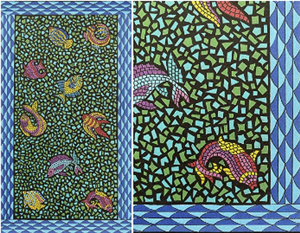 Fish Mosaic jacquard towel- TEKA