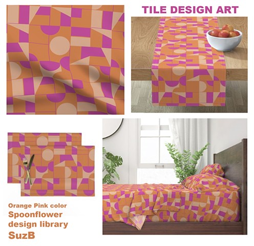 Tile Design Art- orange pink