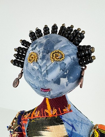 art, doll, cloth doll, african, fabric, mixed media, hand-crafted, original