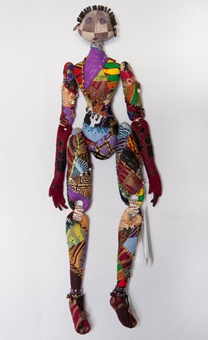 Quality, hand-crafted cloth art doll, african, african fabric, crazy quilt