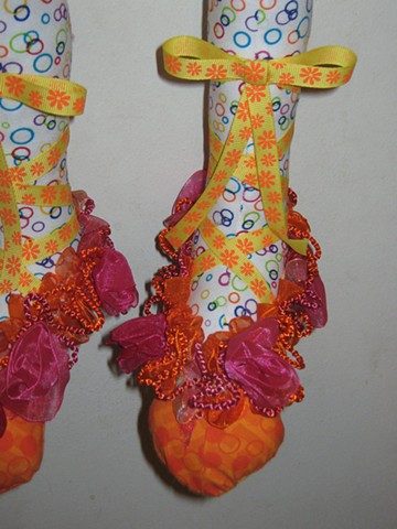 Hand-crafted cloth art doll, clown, shoes