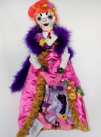 quality, handcrafted cloth art doll, clown`