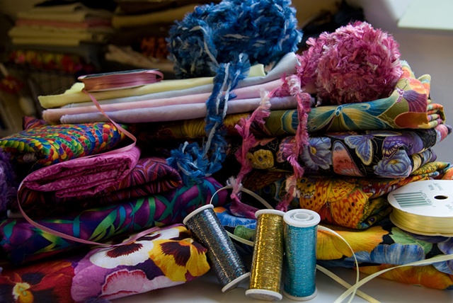 Fabric and ribbon and yarn, oh my!!