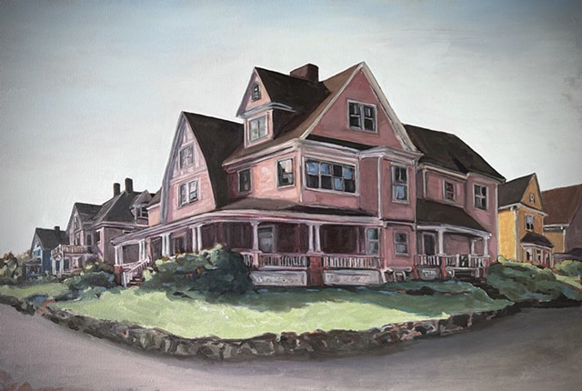 Chelsea Sebastian Wellesley art fine painting oil house mansion pink architecture Massachusetts America 