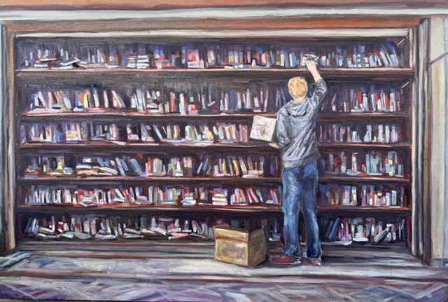 Wellesley book books library exchange art Chelsea Sebastian painting 
