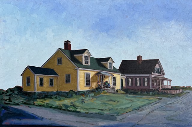 Wellesley Massachusetts Chelsea Sebastian art painting house people yellow 