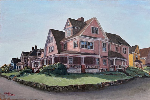 Chelsea Sebastian Wellesley art fine painting oil house mansion pink architecture Massachusetts America 