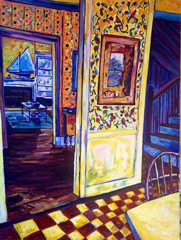 painting chelsea sebastian maine doorways light yellow birds window colorful