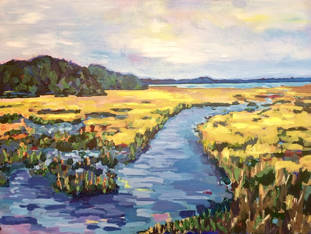 Painting art chelsea sebastian marsh estuary tidal flats sunrise color colorful beach 