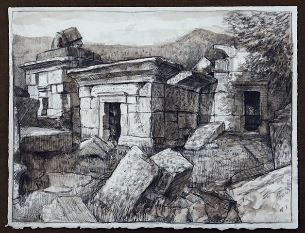 Travel Drawing: Hierapolis, Pamukkale, Turkey