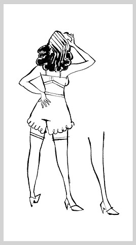 ink drawing brush pen original art illustration period underwear legs woman