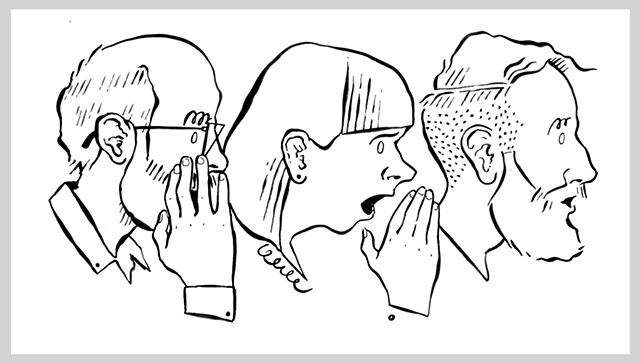 ink drawing brush telephone man woman game hands original art illustration