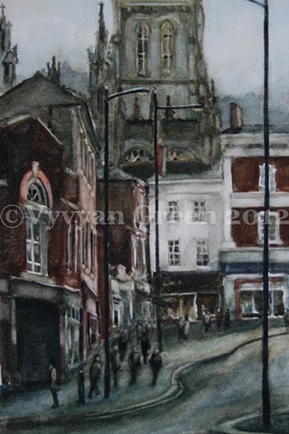 Watercolour painting of The Springs, Wakefield, West Yorkshire, by Vyvyan Green