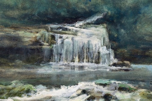 Art Card of a Watercolour by Vyvyan Green of Cauldron Force, West Burton, Yorkshire Dales.