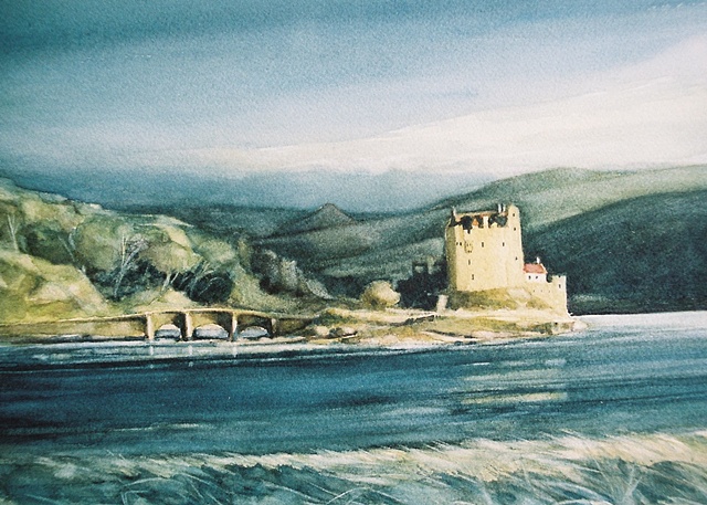 Eilean Donan Castle, Scotland, Watercolour