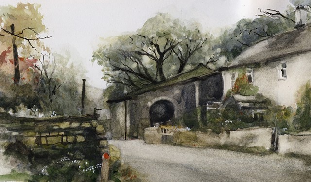 Somewhere in Yorkshire, where the mole-catcher had passed by... Watercolour 020714
