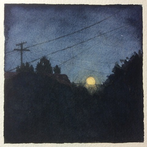 Backyard moonset (study)