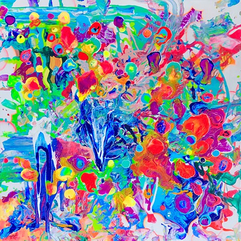 Dana Parisi, paint flow, flowers, bouquet