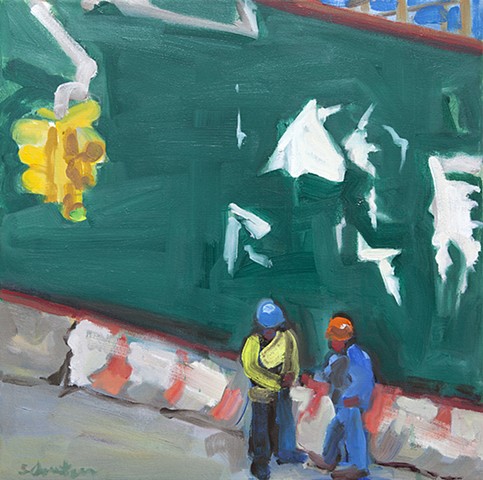 oil painting of construction workers