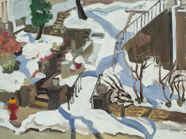 Stairs with Snow and Purple Shadows