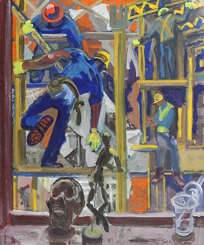 painting of construction workers