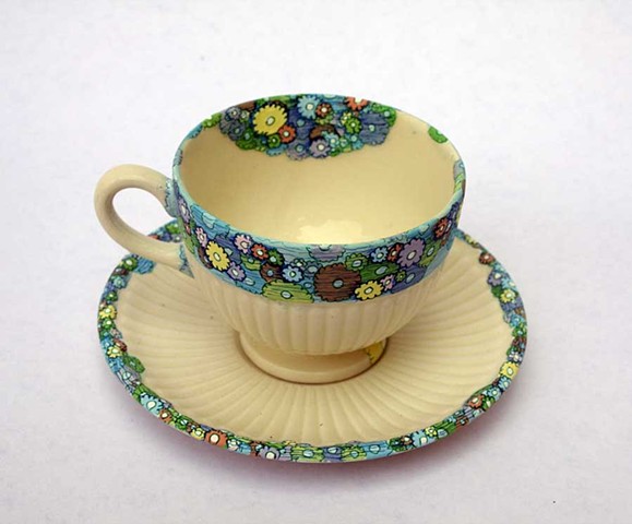 HAND PAINTED CHINA: Floral Oil Booms