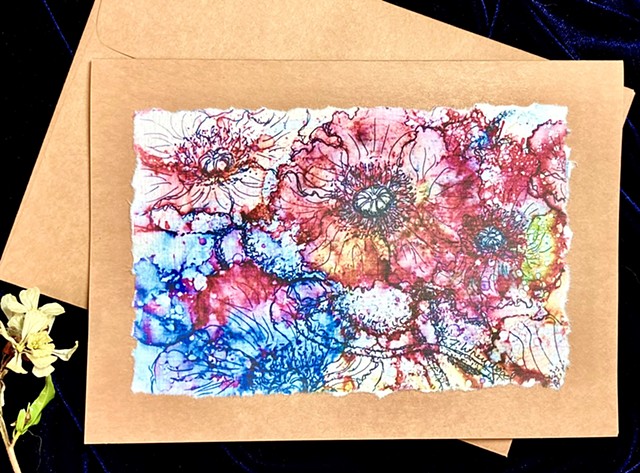 Fantasy Poppy Handpainted Card