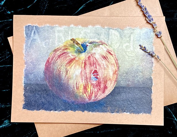 Hand-painted Apple Watercolor Card