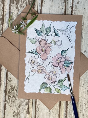 Pink Wild Roses Card