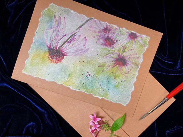 Hand-painted Purple Coneflower card