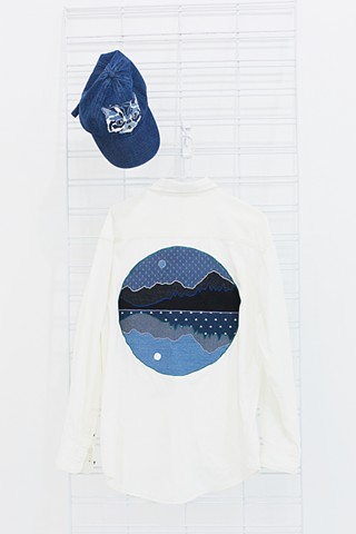 cat hat + landscape shirt