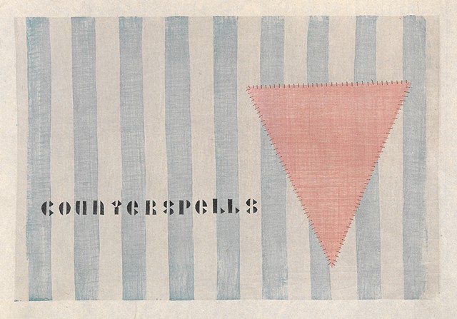 Chapter opener for "I Was a 20th Century Lesbian," image of pink triangle sewn over blue and white stripes