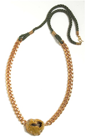 Holy Harlot Jewelry Gilt Agate Silk Rope Necklace Gold Curb Chain Holy Harlot Jewelry Handmade NYC