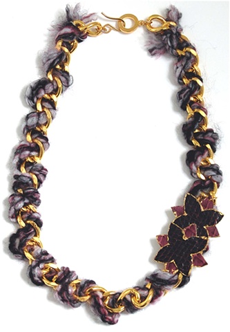 Holy Harlot Jewelry Coco Woven Necklace Gold Purple Snakeskin Thread Holy Harlot Jewelry