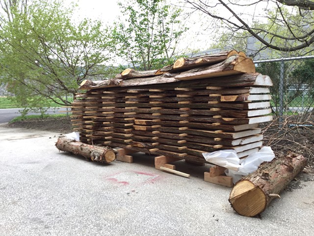Milled and stacked Cypress