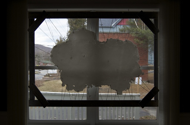 "Hide" 
Frame 5'6" x 4' 
Glycerine soap, string, Old boards 