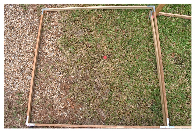 30"x30" frame marking the section and top of cork marking location of buried silk, September 19, 2010