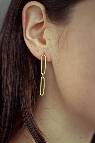 brass link earrings