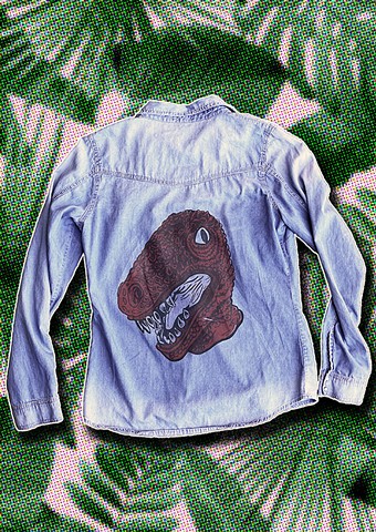 Dinosaur mask denim shirt