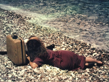 Nancy and Me, Beach, Samos
with suitcase pinhole camera
1999