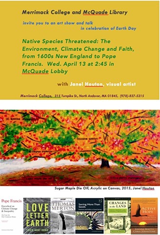 Flyer for talk, Native Species threatened, at Merrimack College, 2016.