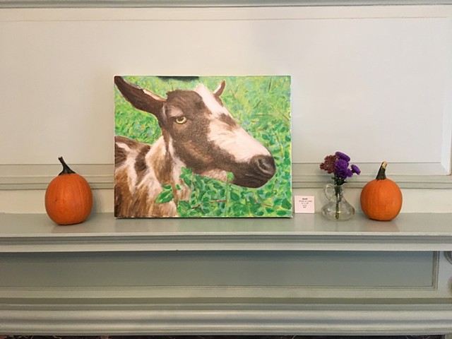 "Jacob" is a portrait of a resident goat, now in the collection of the wildlife sanctuary.