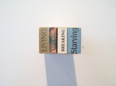 conceptual art with books, sculpture