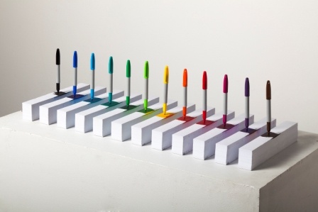 conceptual art with paper and markers, sculpture